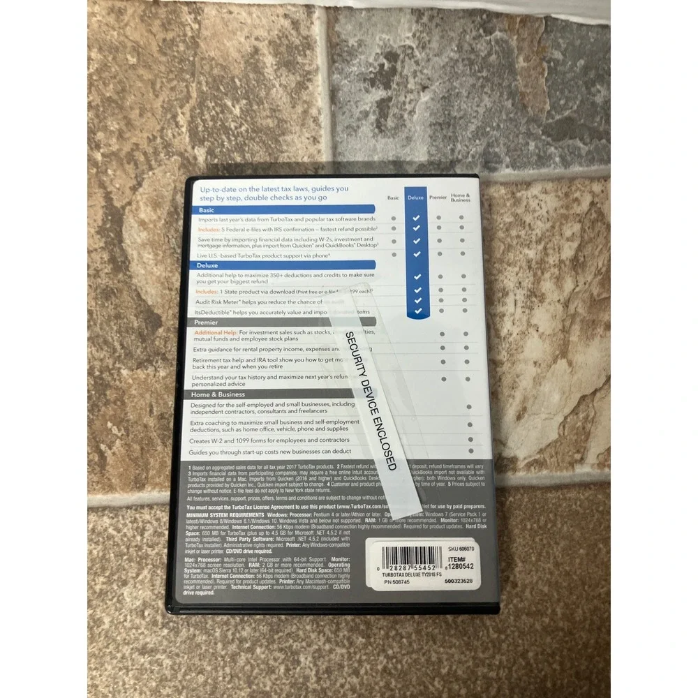 Intuit TurboTax Deluxe Tax Year 2018 Federal State Returns CD Software‎ Window